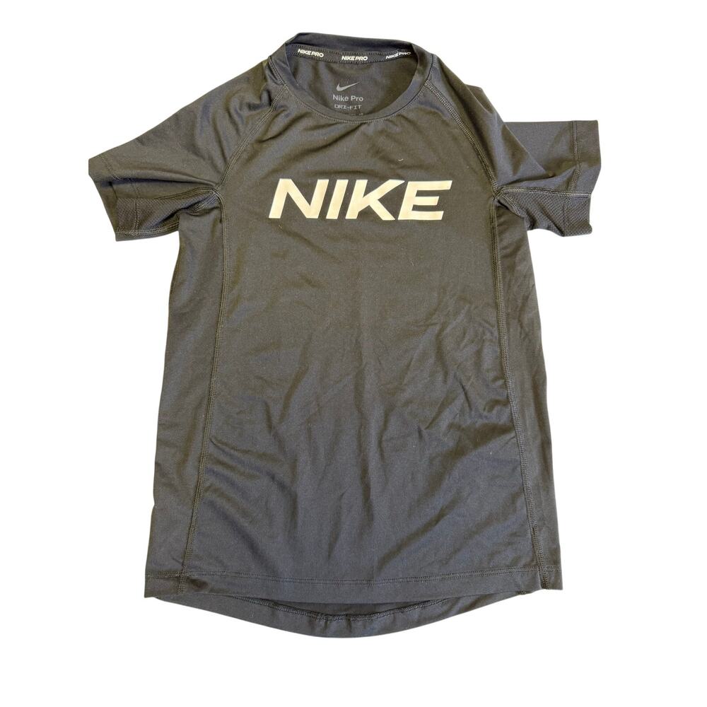 nike dri fit shirt black and white boys xs